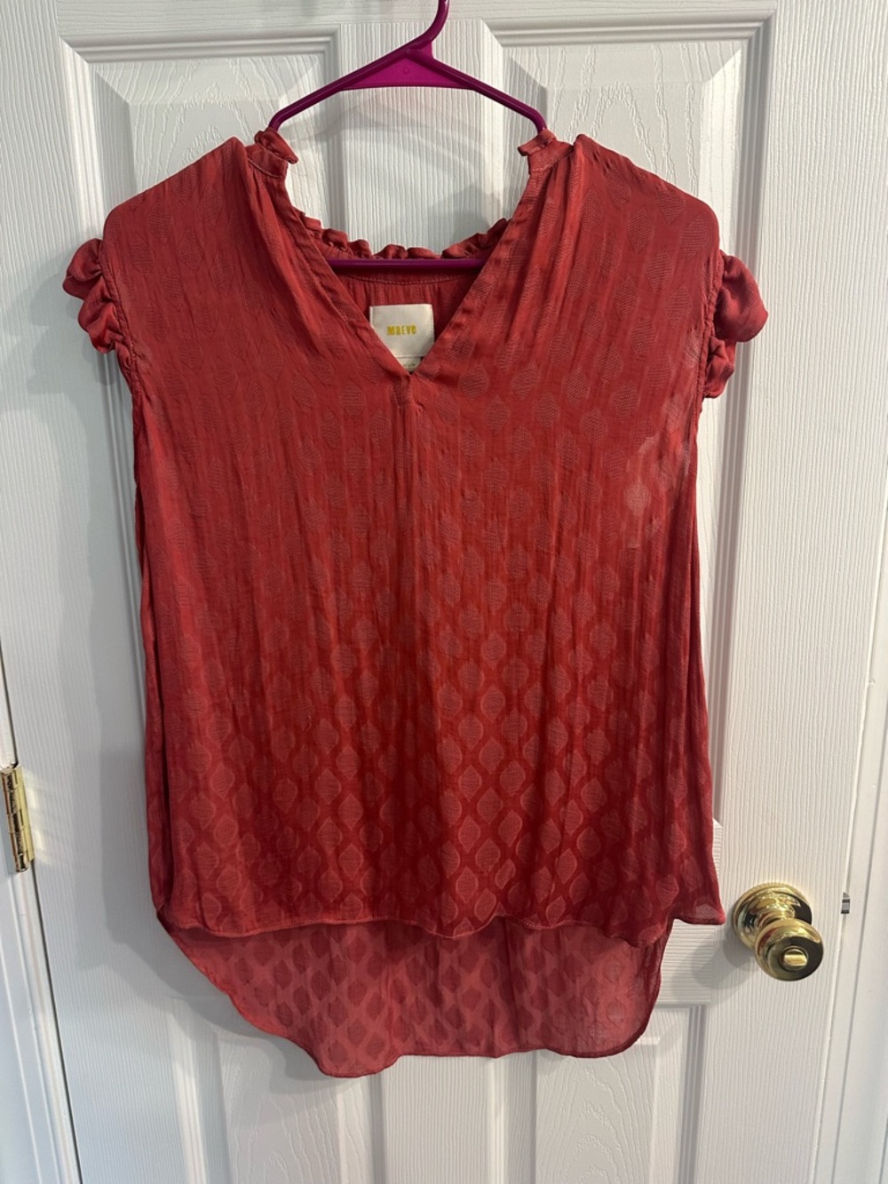 Anthropologie Maeve Dusty Deep Pink V-Neck Short-Sleeve Tunic
